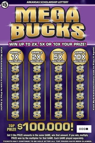Mega Bucks scratch-off ticket