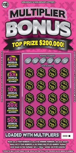 Multiplier Bonus scratch-off ticket