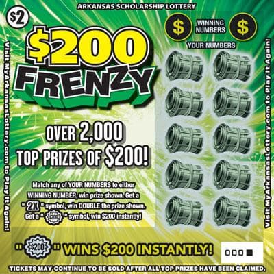 $200 Frenzy scratch-off ticket
