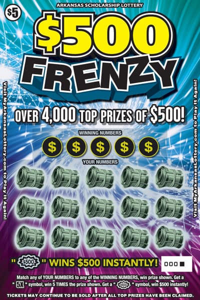 $500 Frenzy scratch-off ticket