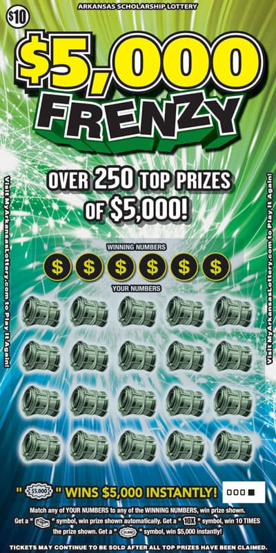 $5,000 Frenzy scratch-off ticket