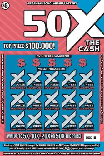 50X the Cash scratch-off ticket