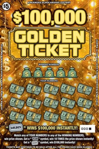 $100,000 Golden Ticket scratch-off ticket