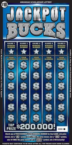 Jackpot Bucks scratch-off ticket