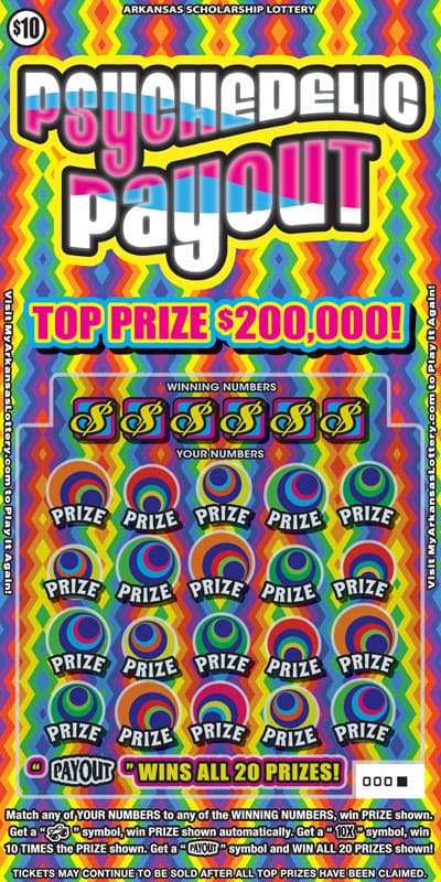 Psychedelic Payout scratch-off ticket