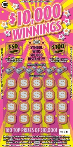 $10,000 Winnings scratch-off ticket