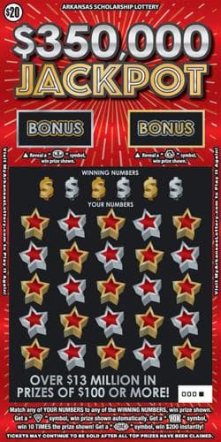 $350,000 Jackpot scratch-off ticket