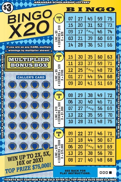 Bingo X20 scratch-off ticket