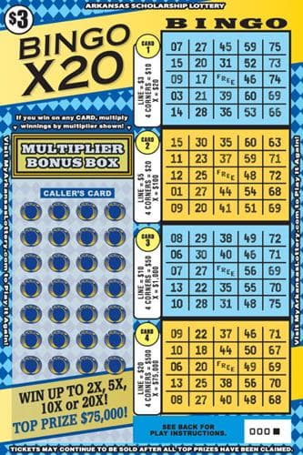 Bingo X20 scratch-off ticket
