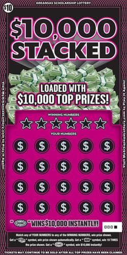 $10,000 Stacked scratch-off ticket
