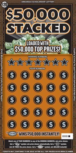 $50,000 Stacked scratch-off ticket