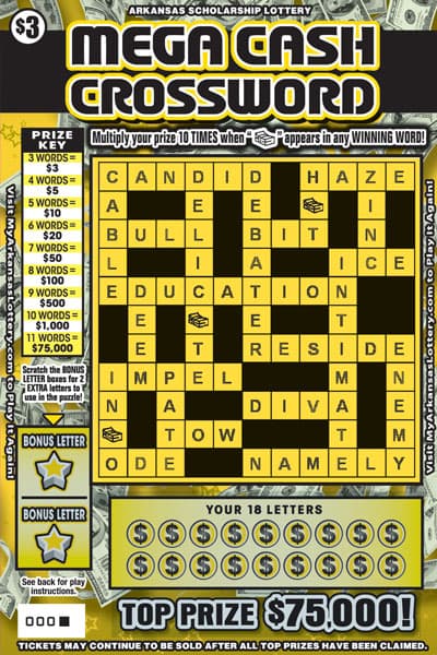 Mega Cash Crossword scratch-off ticket