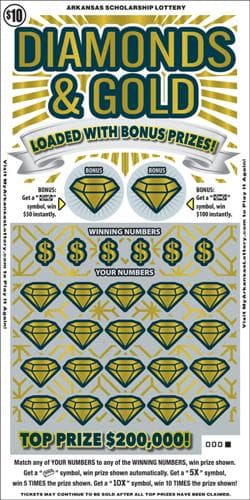 Diamonds & Gold scratch-off ticket