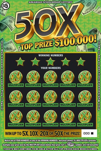 50X scratch-off ticket
