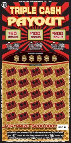Triple Cash Payout scratch-off ticket