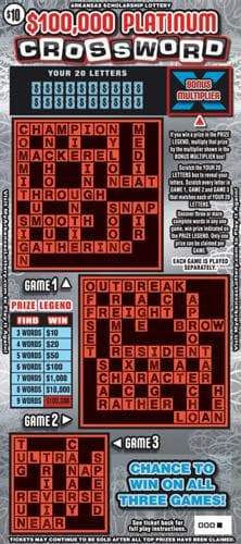 $100,000 Platinum Crossword scratch-off ticket