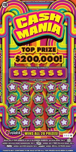 Cash Mania scratch-off ticket