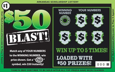 $50 Blast! scratch-off ticket