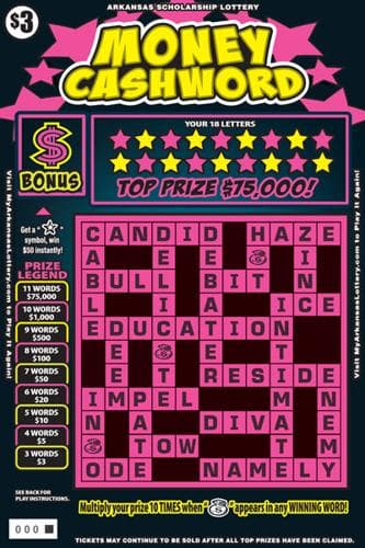Money Cashword scratch-off ticket
