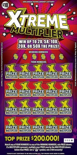 Xtreme Multiplier scratch-off ticket