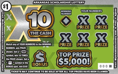 X10 the Cash scratch-off ticket