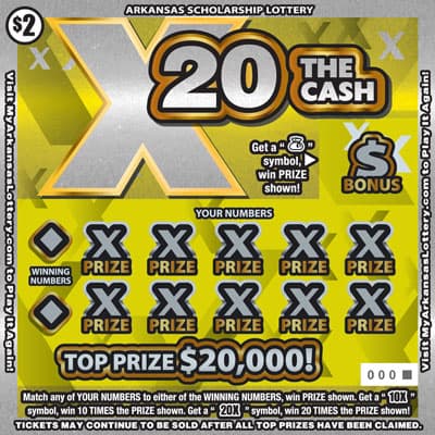 X20 the Cash scratch-off ticket