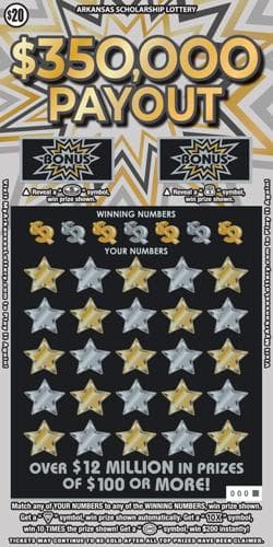 $350,000 Payout scratch-off ticket