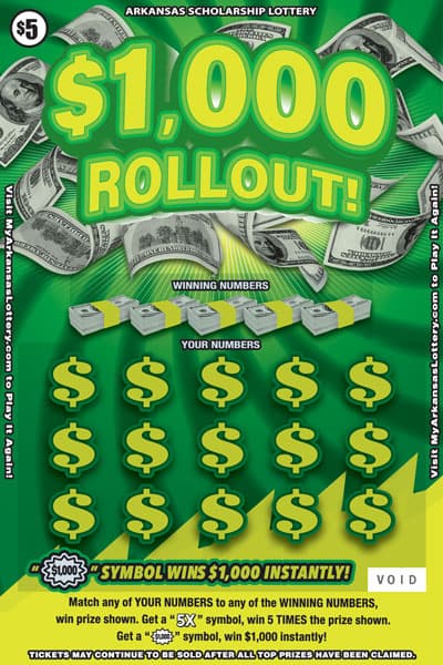 $1,000 Rollout scratch-off ticket