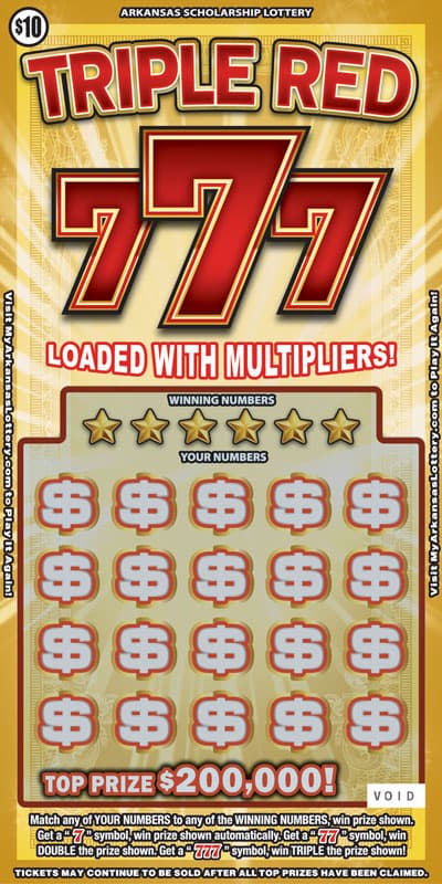 Triple Red 777 scratch-off ticket