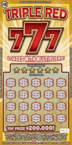 Triple Red 777 scratch-off ticket