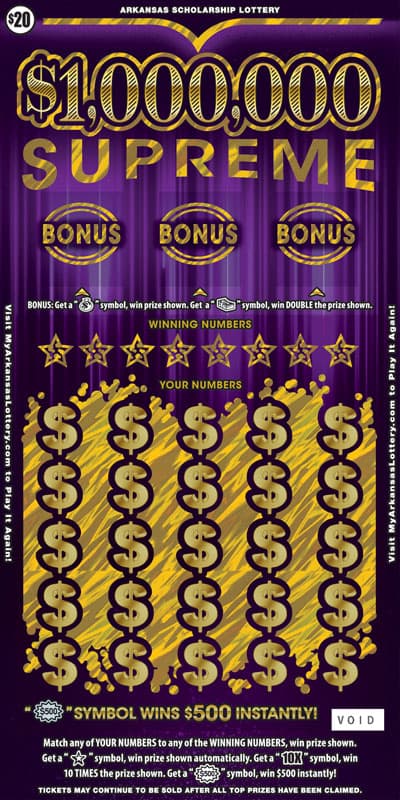 $1,000,000 Supreme scratch-off ticket