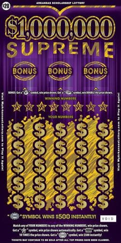 $1,000,000 Supreme scratch-off ticket