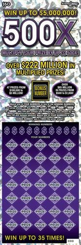 500X scratch-off ticket