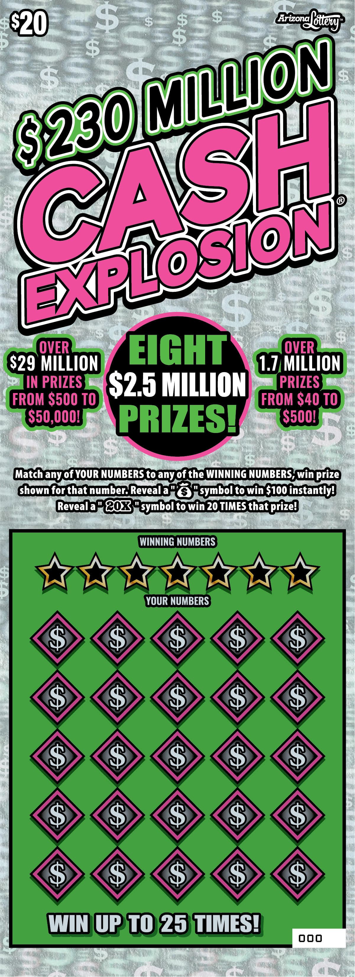 $230 Million CASH EXPLOSION® scratch-off ticket