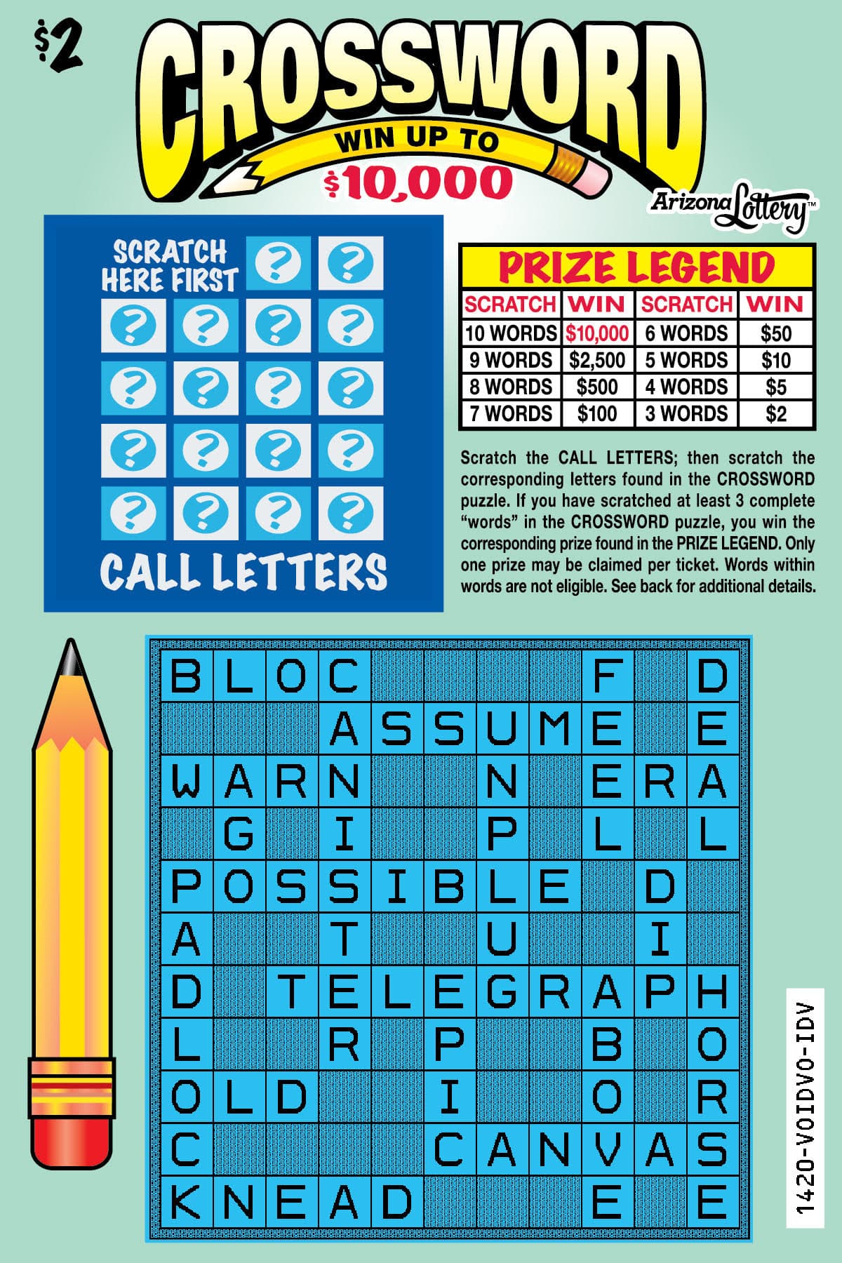 Crossword scratch-off ticket