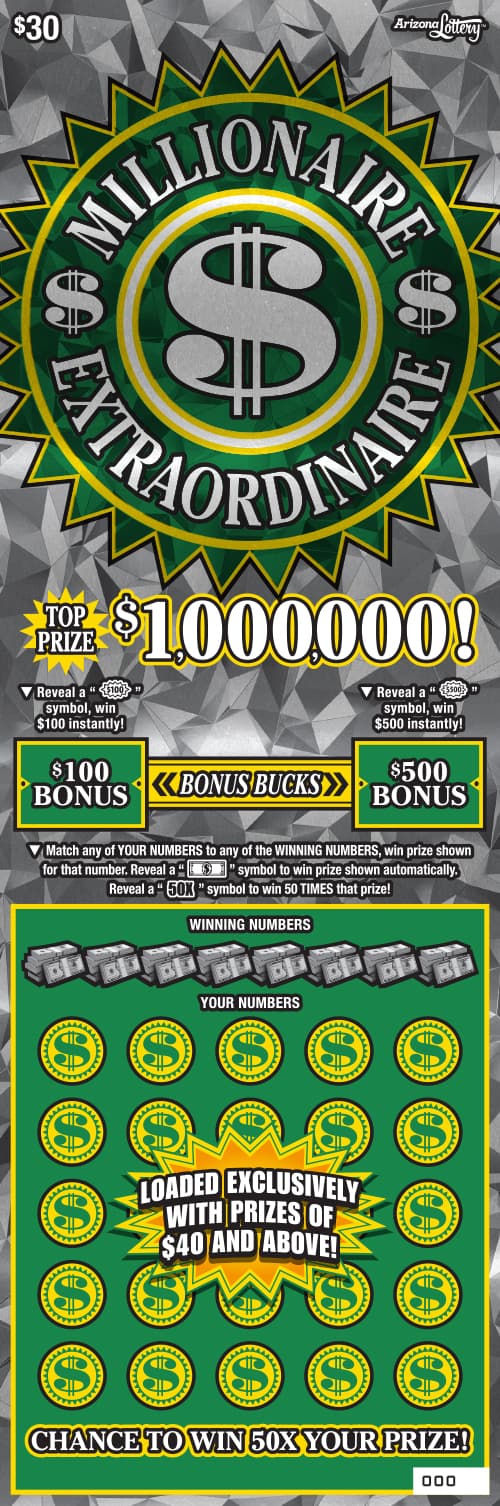 Millionaire Extraordinaire scratch-off ticket