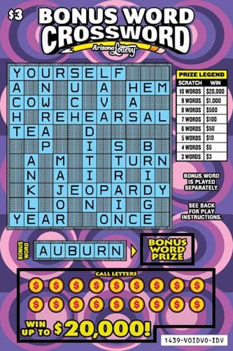 Bonus Word Crossword scratch-off ticket