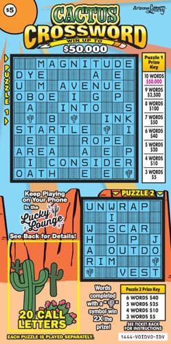 Cactus Crossword scratch-off ticket