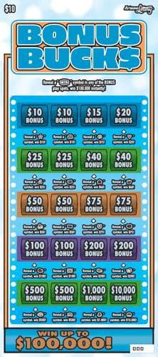 Bonus Bucks scratch-off ticket