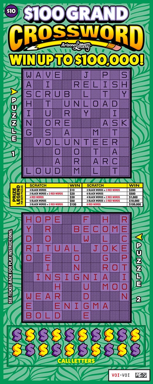 $100 Grand Crossword scratch-off ticket