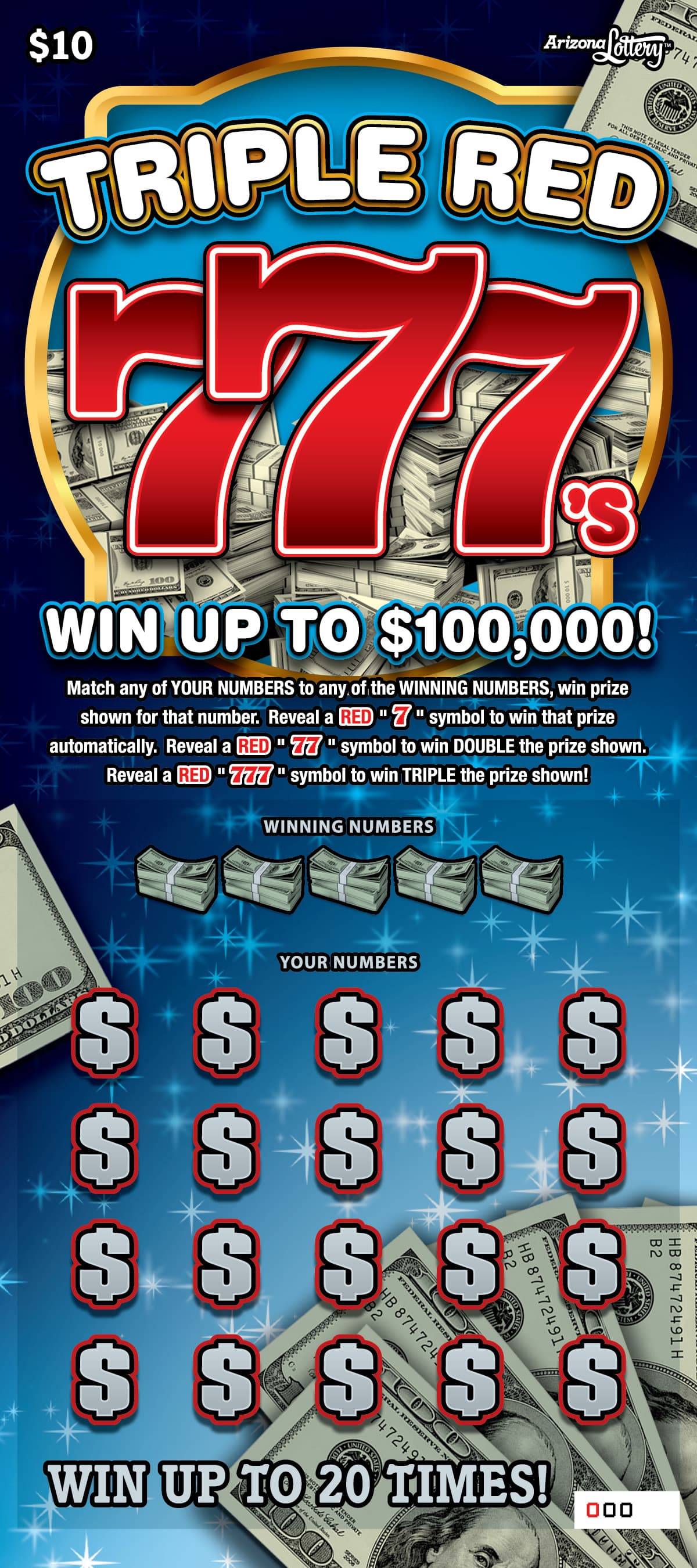 Triple Red 7's scratch-off ticket