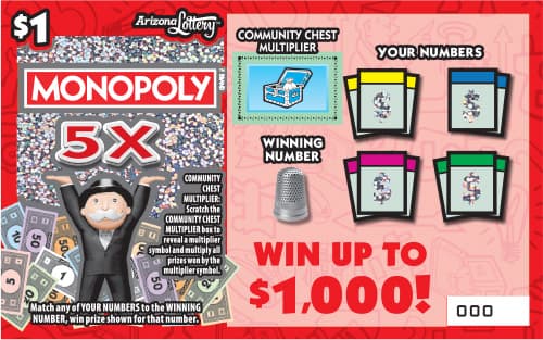 MONOPOLY 5X scratch-off ticket