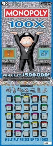 MONOPOLY 100X scratch-off ticket