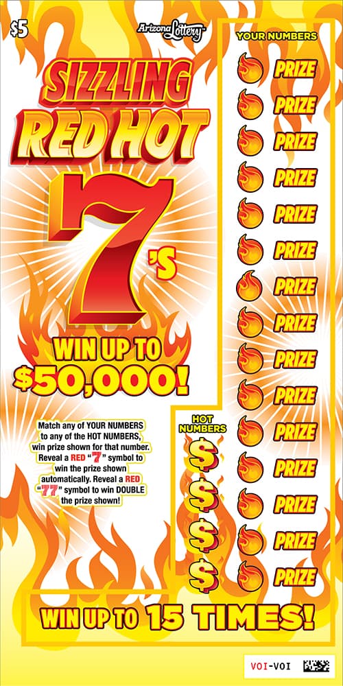 Sizzling Red Hot 7's scratch-off ticket