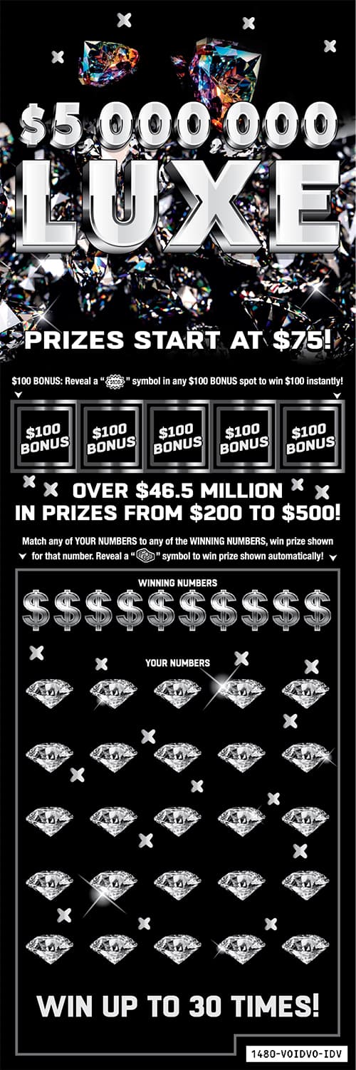 $5,000,000 Luxe scratch-off ticket
