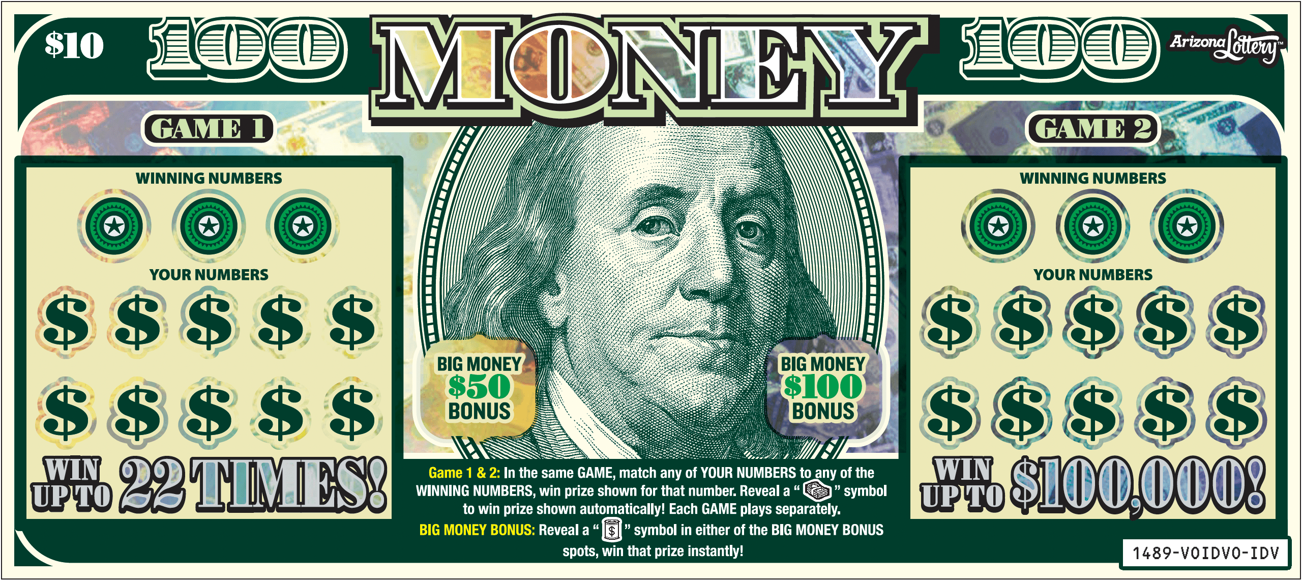 Money scratch-off ticket