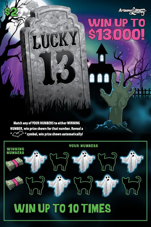 Lucky 13 scratch-off ticket