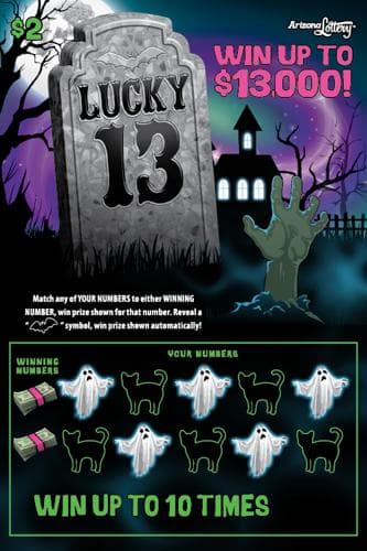 Lucky 13 scratch-off ticket
