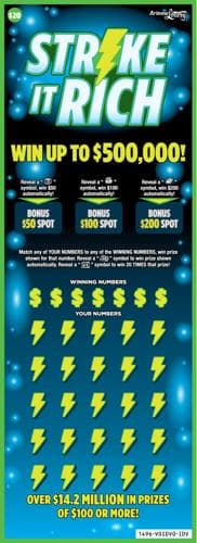 Strike It Rich scratch-off ticket