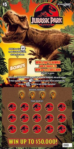 JURASSIC PARK scratch-off ticket
